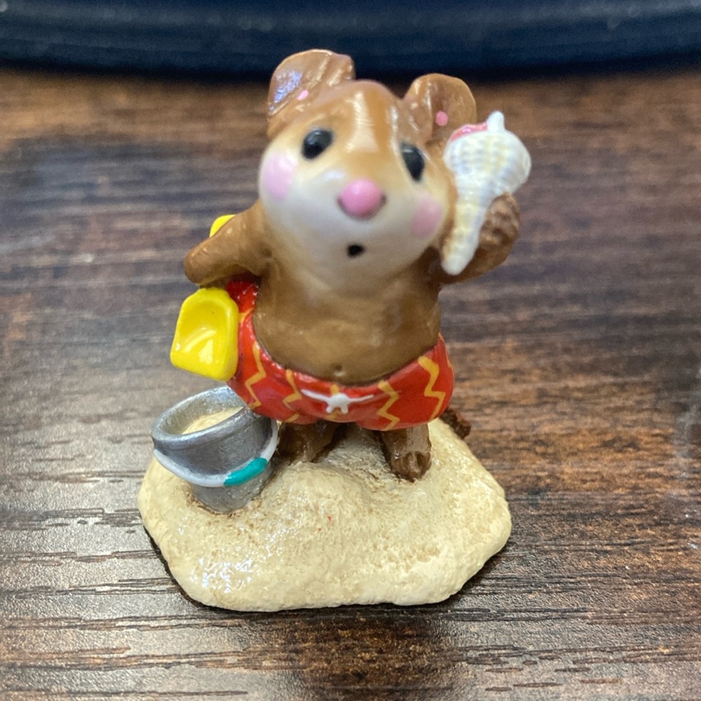 Sea Sound Wee Forest folks Mouse Figurine in orange Swim Trunks
